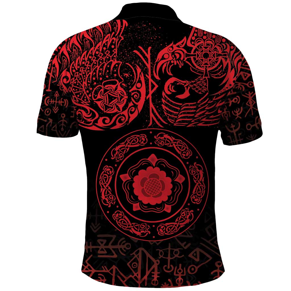 Viking Pride of Yorkshire Polo Shirt Red Odins Ravens Nordic LT18