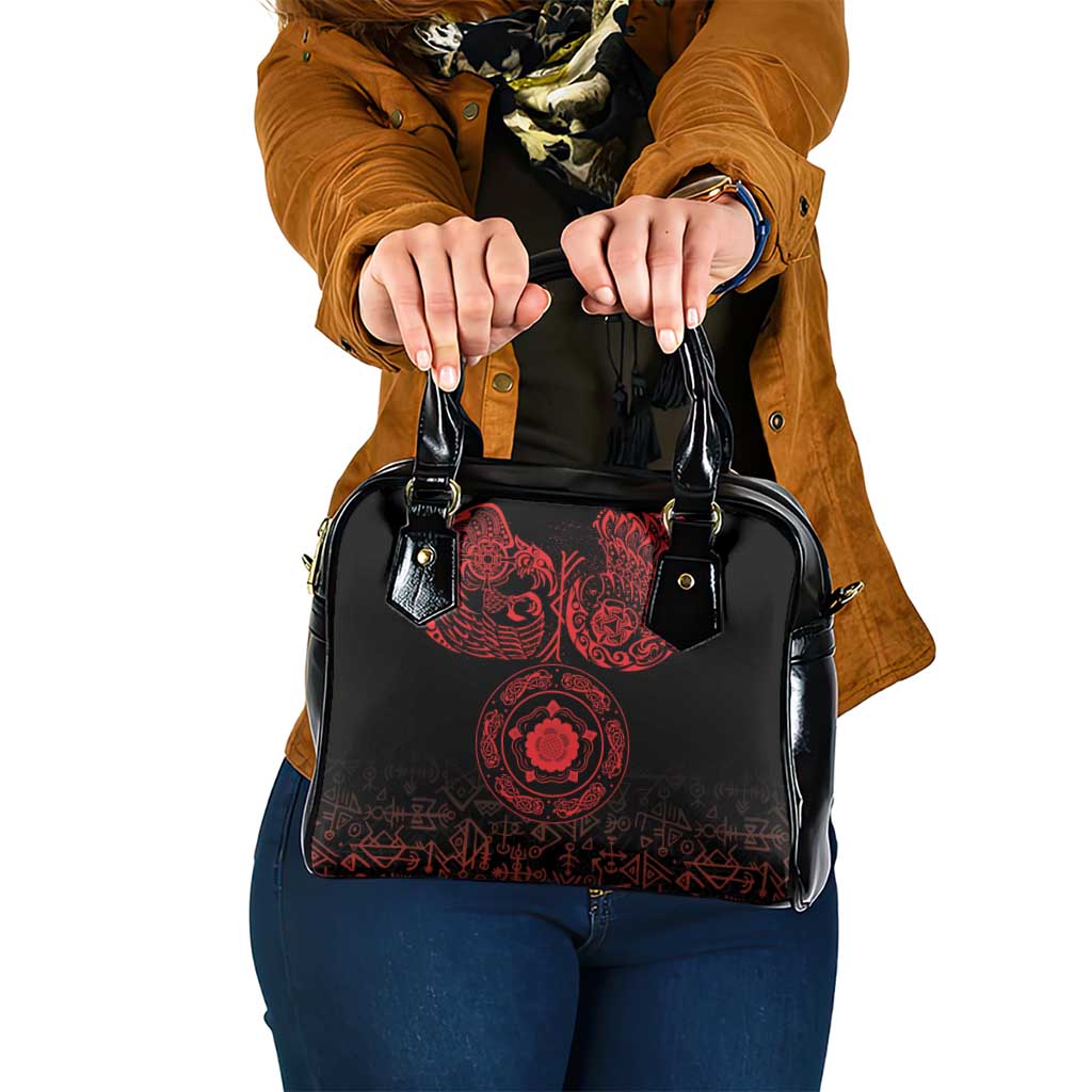Viking Pride of Yorkshire Shoulder Handbag Red Odins Ravens Nordic LT18