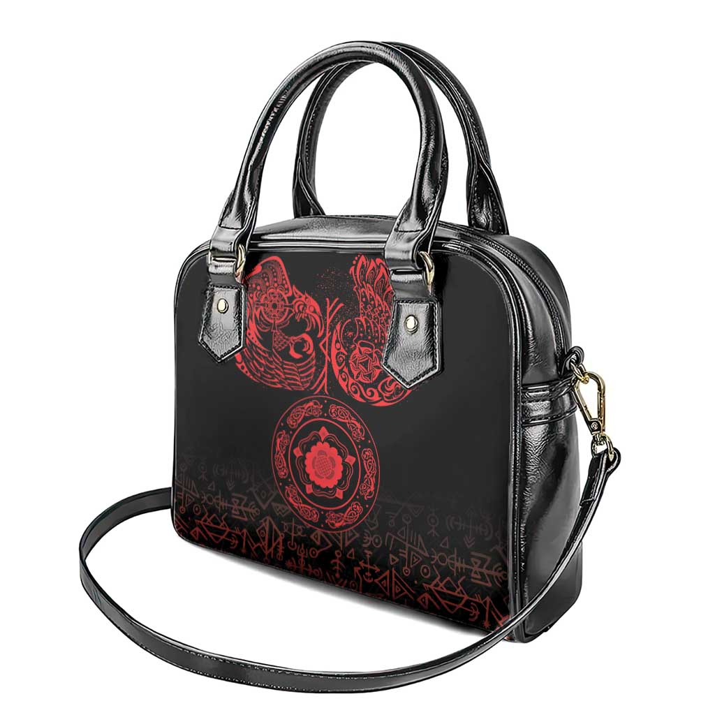 Viking Pride of Yorkshire Shoulder Handbag Red Odins Ravens Nordic LT18
