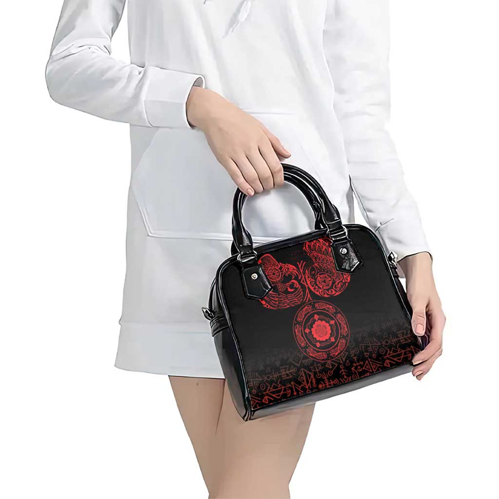 Viking Pride of Yorkshire Shoulder Handbag Red Odins Ravens Nordic LT18