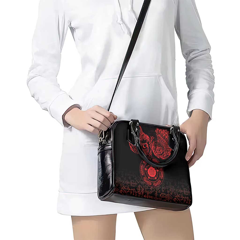 Viking Pride of Yorkshire Shoulder Handbag Red Odins Ravens Nordic LT18