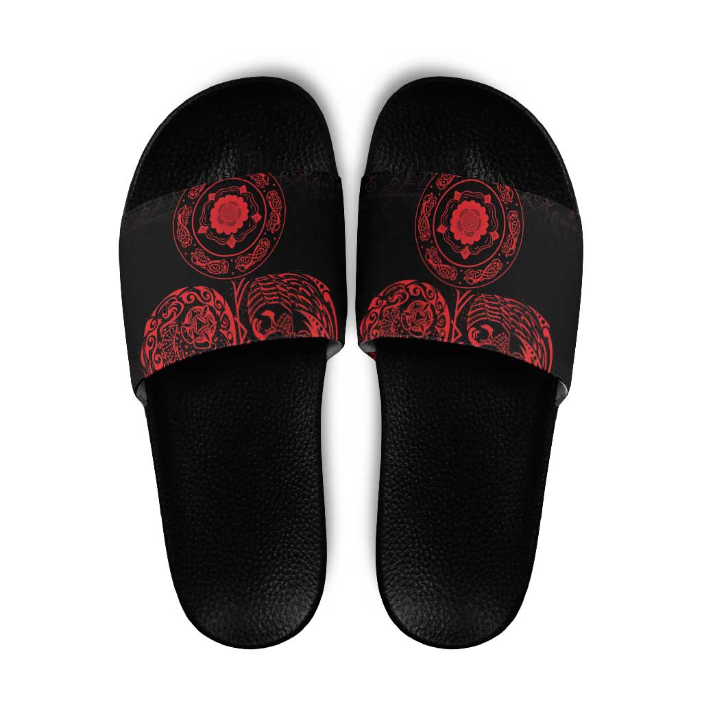 Viking Pride of Yorkshire Slide Sandals Red Odins Ravens Nordic LT18