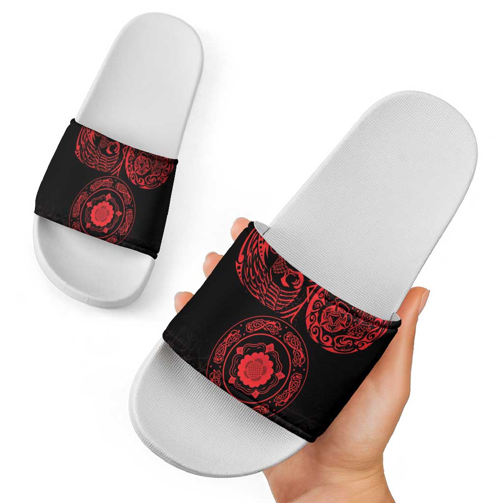 Viking Pride of Yorkshire Slide Sandals Red Odins Ravens Nordic LT18