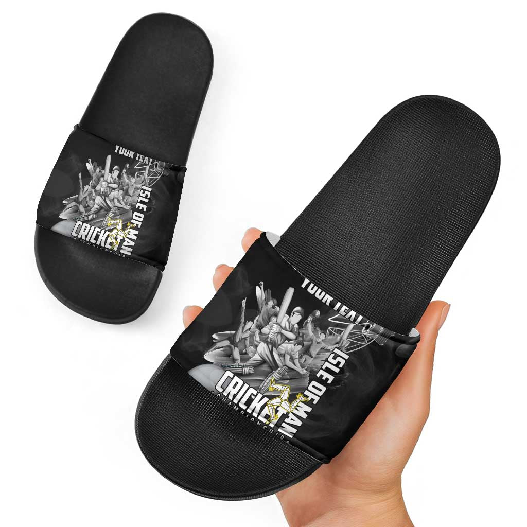 Personalized Isle of Man Cricket Slide Sandals Go Champion LT18