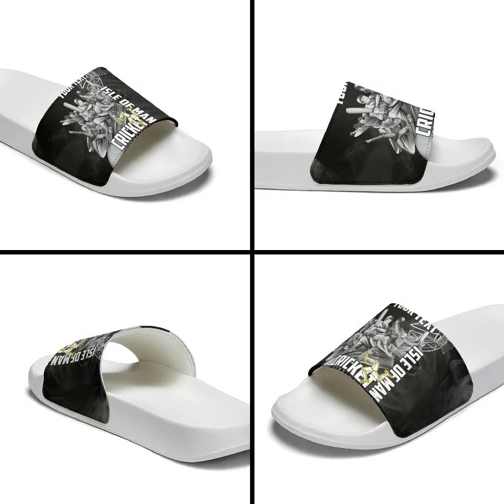Personalized Isle of Man Cricket Slide Sandals Go Champion LT18