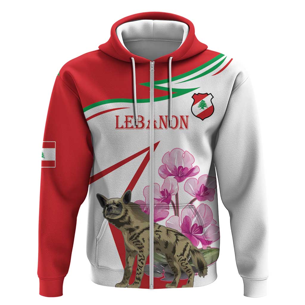 Lebanon Striped Hyena Hoodie With Cyclamen Flowers LT18
