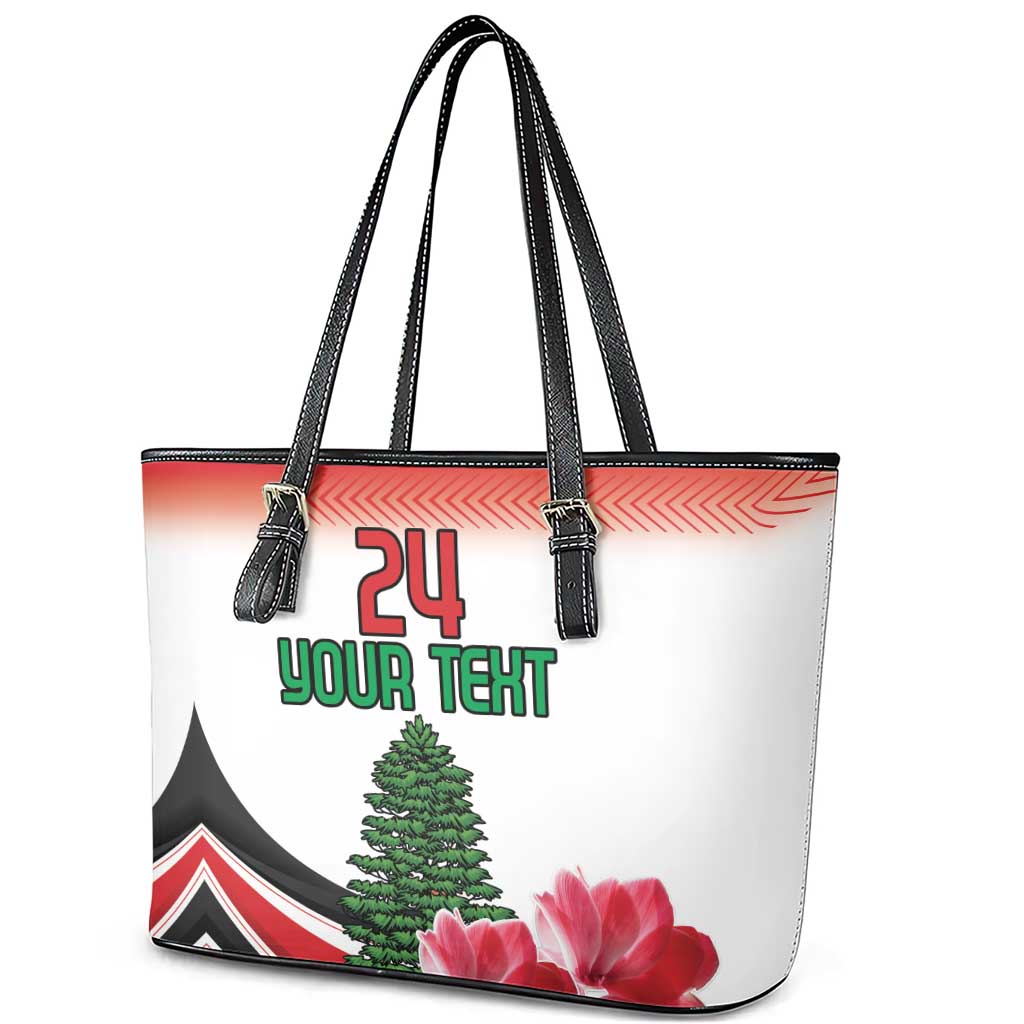 Custom Lebanon Independence Day Leather Tote Bag Cyclamen Flowers Blooming LT18