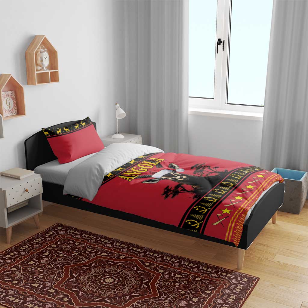 Afro Angola Giant Sable Antelope Christmas Bedding Set Virtus Unita Fortior Feliz Natal LT18