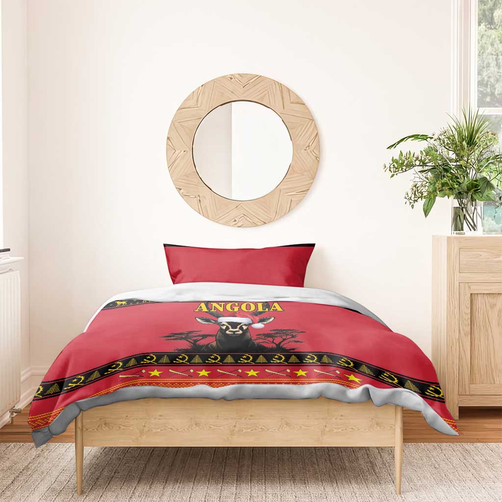 Afro Angola Giant Sable Antelope Christmas Bedding Set Virtus Unita Fortior Feliz Natal LT18