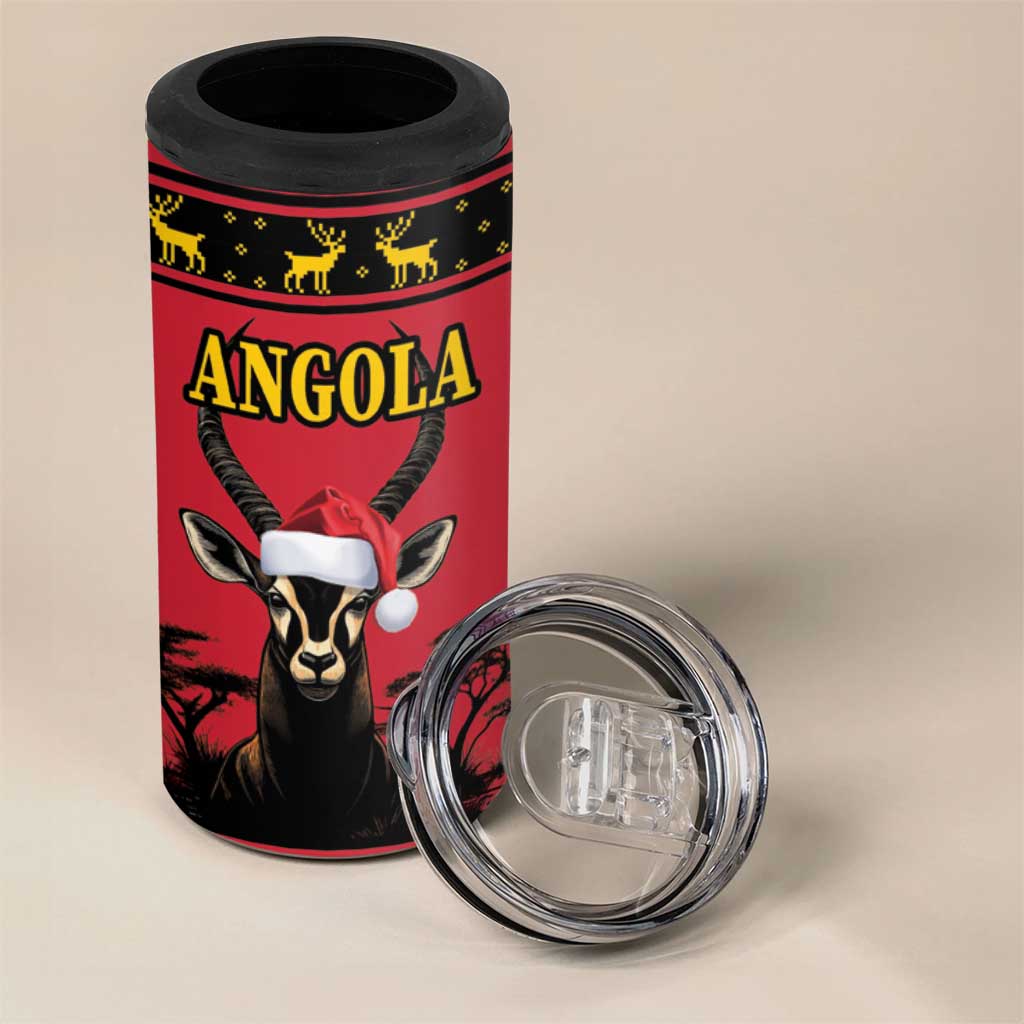 Afro Angola Giant Sable Antelope Christmas 4 in 1 Can Cooler Tumbler Virtus Unita Fortior Feliz Natal LT18