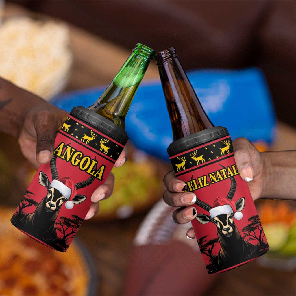 Afro Angola Giant Sable Antelope Christmas 4 in 1 Can Cooler Tumbler Virtus Unita Fortior Feliz Natal LT18