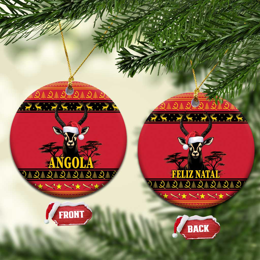 Angola Christmas Ceramic Ornament Giant Sable Antelope Virtus Unita Fortior LT18