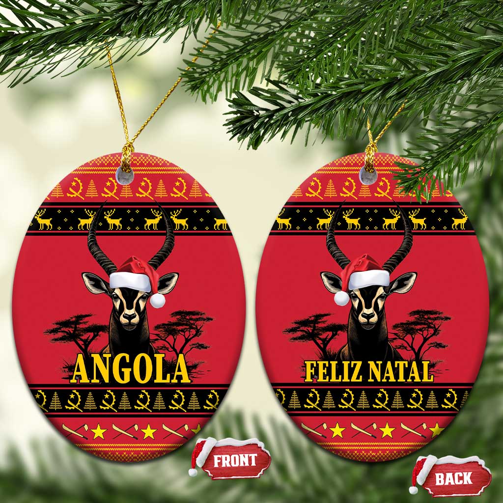 Angola Christmas Ceramic Ornament Giant Sable Antelope Virtus Unita Fortior LT18