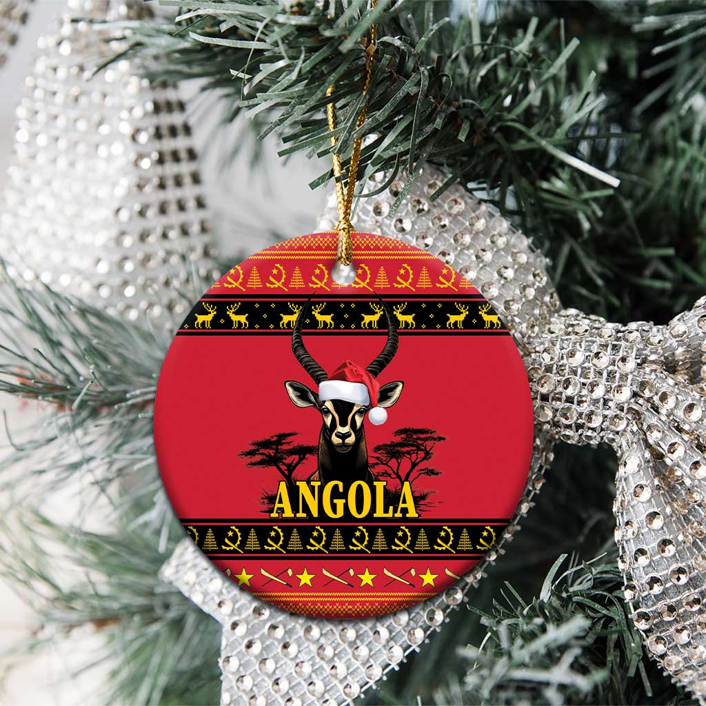 Angola Christmas Ceramic Ornament Giant Sable Antelope Virtus Unita Fortior LT18