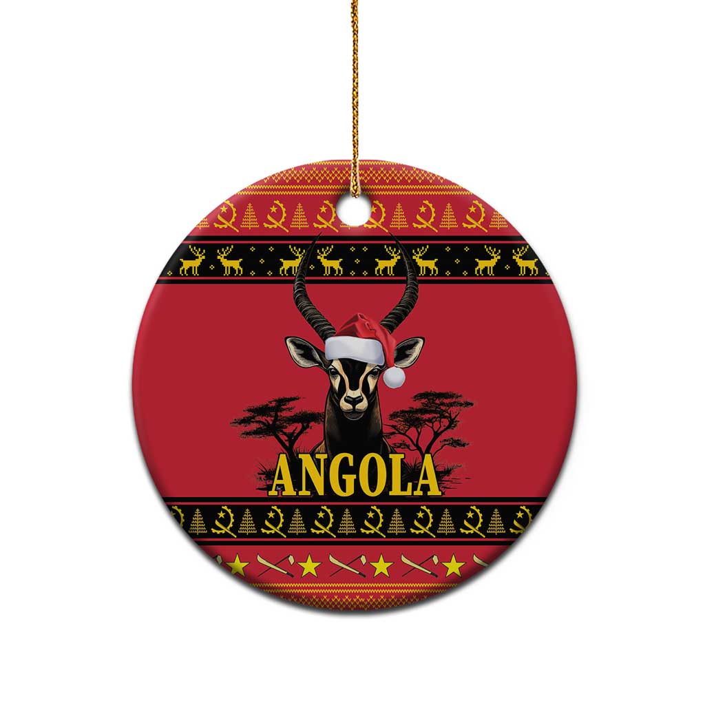 Angola Christmas Ceramic Ornament Giant Sable Antelope Virtus Unita Fortior LT18