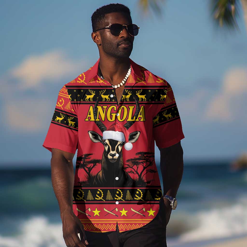 Afro Angola Giant Sable Antelope Christmas Hawaiian Shirt Virtus Unita Fortior Feliz Natal LT18