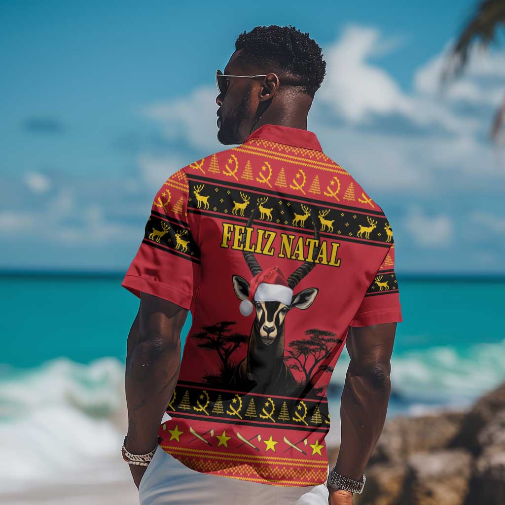 Afro Angola Giant Sable Antelope Christmas Hawaiian Shirt Virtus Unita Fortior Feliz Natal LT18