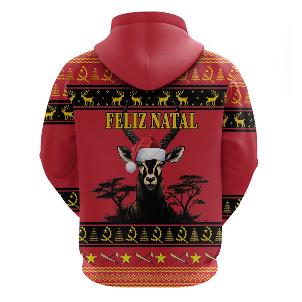 Angola Christmas Hoodie Giant Sable Antelope Virtus Unita Fortior LT18