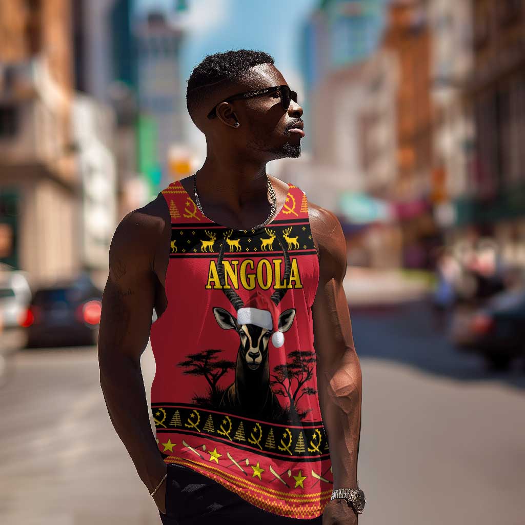 Afro Angola Giant Sable Antelope Christmas Men Tank Top Virtus Unita Fortior Feliz Natal LT18