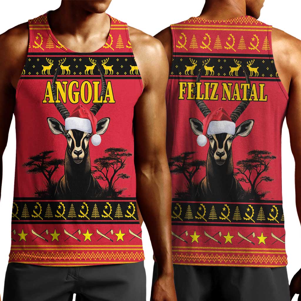 Afro Angola Giant Sable Antelope Christmas Men Tank Top Virtus Unita Fortior Feliz Natal LT18