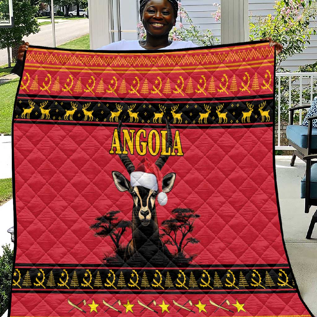 Afro Angola Giant Sable Antelope Christmas Quilt Virtus Unita Fortior Feliz Natal LT18