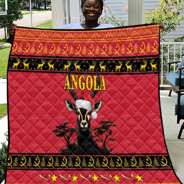 Afro Angola Giant Sable Antelope Christmas Quilt Virtus Unita Fortior Feliz Natal LT18