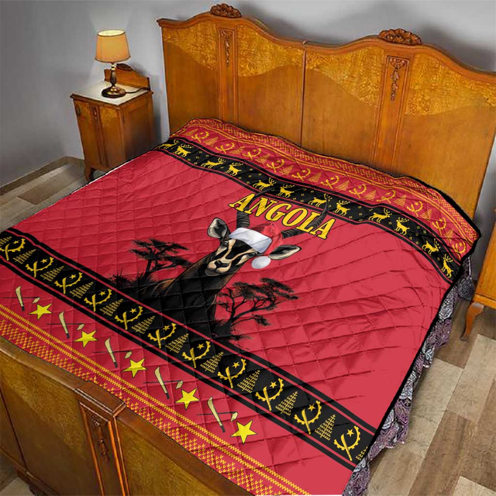 Afro Angola Giant Sable Antelope Christmas Quilt Virtus Unita Fortior Feliz Natal LT18