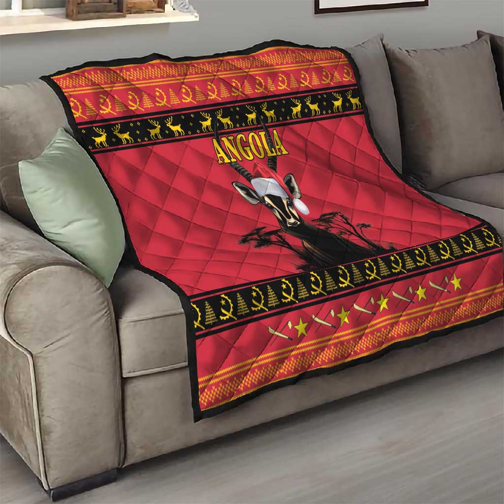 Afro Angola Giant Sable Antelope Christmas Quilt Virtus Unita Fortior Feliz Natal LT18