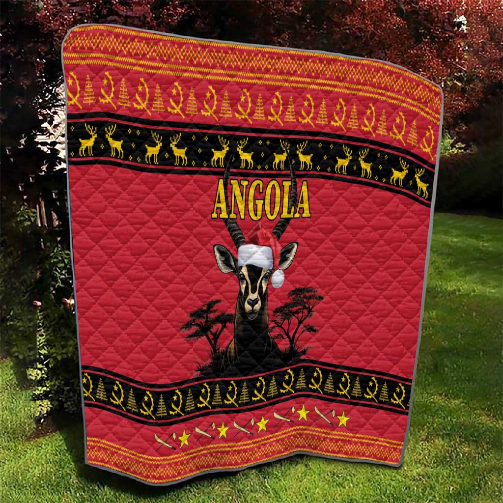 Afro Angola Giant Sable Antelope Christmas Quilt Virtus Unita Fortior Feliz Natal LT18