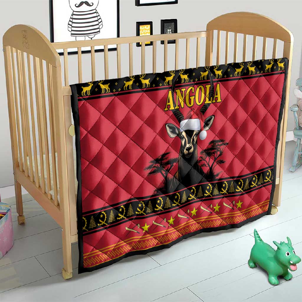 Afro Angola Giant Sable Antelope Christmas Quilt Virtus Unita Fortior Feliz Natal LT18