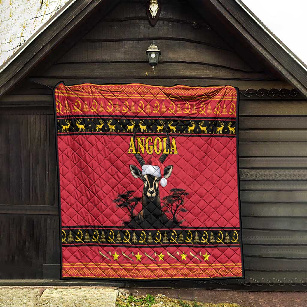 Afro Angola Giant Sable Antelope Christmas Quilt Virtus Unita Fortior Feliz Natal LT18