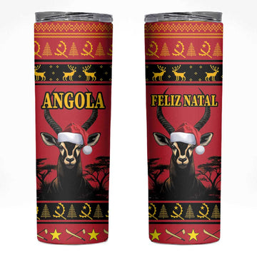 Afro Angola Giant Sable Antelope Christmas Skinny Tumbler Virtus Unita Fortior Feliz Natal LT18