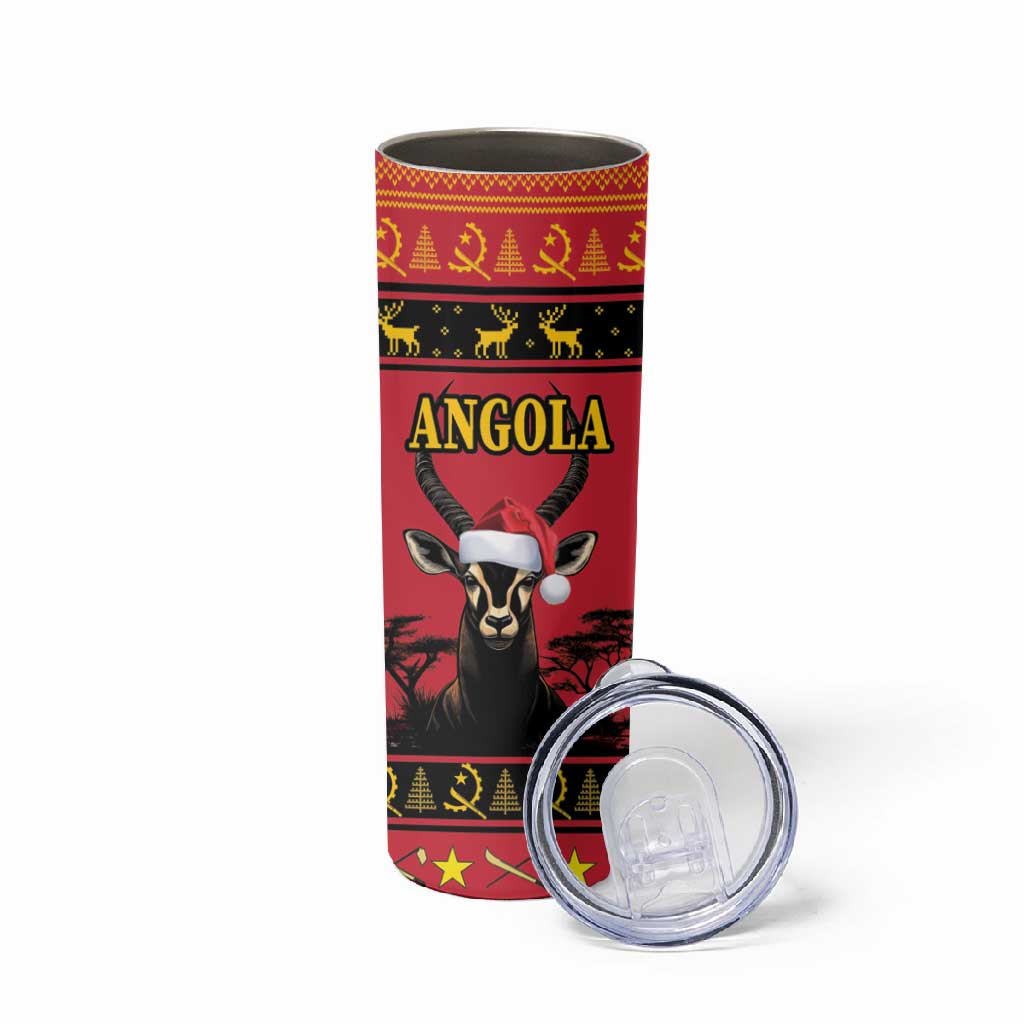 Afro Angola Giant Sable Antelope Christmas Skinny Tumbler Virtus Unita Fortior Feliz Natal LT18