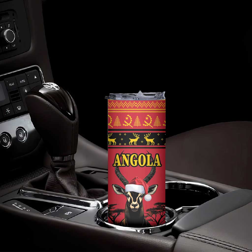 Afro Angola Giant Sable Antelope Christmas Skinny Tumbler Virtus Unita Fortior Feliz Natal LT18