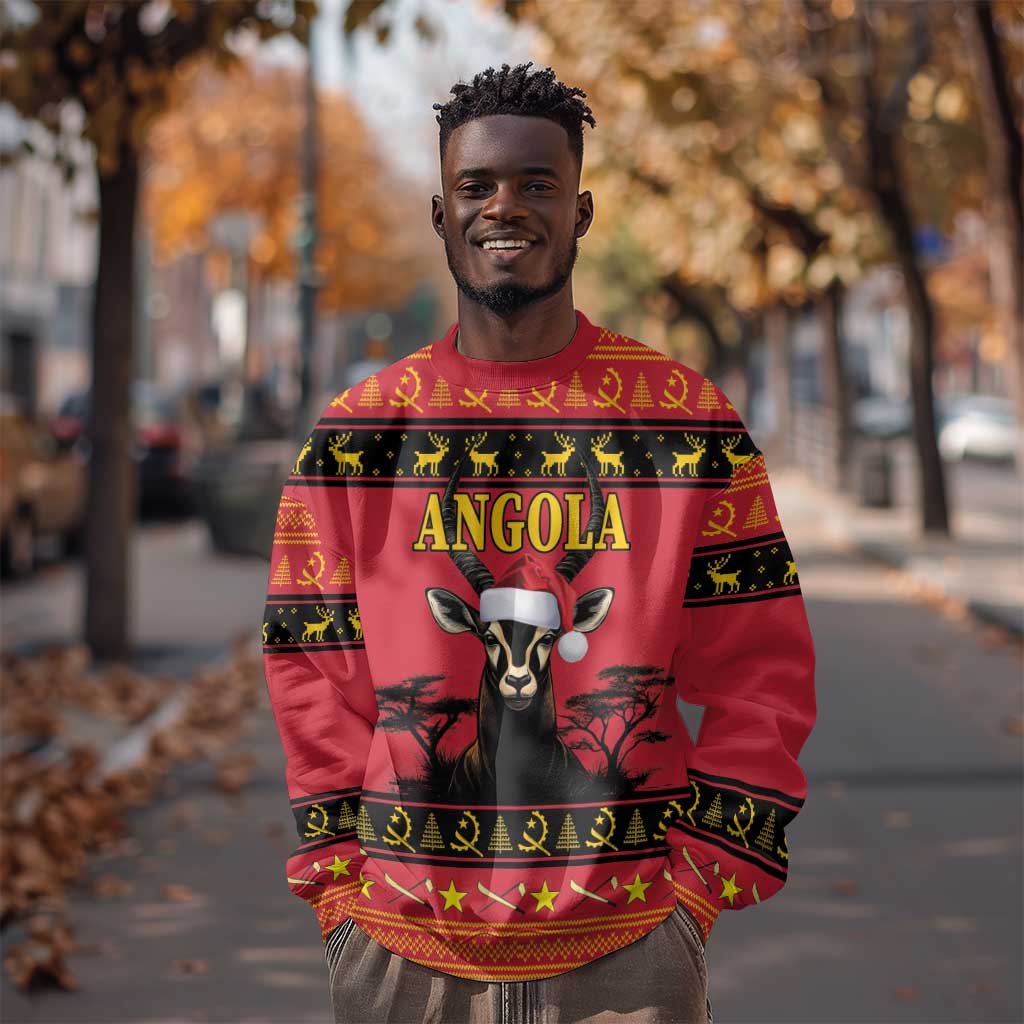 Afro Angola Giant Sable Antelope Christmas Sweatshirt Virtus Unita Fortior Feliz Natal LT18