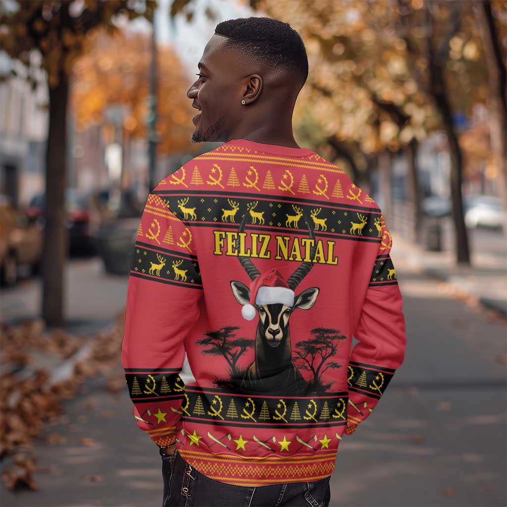 Afro Angola Giant Sable Antelope Christmas Sweatshirt Virtus Unita Fortior Feliz Natal LT18