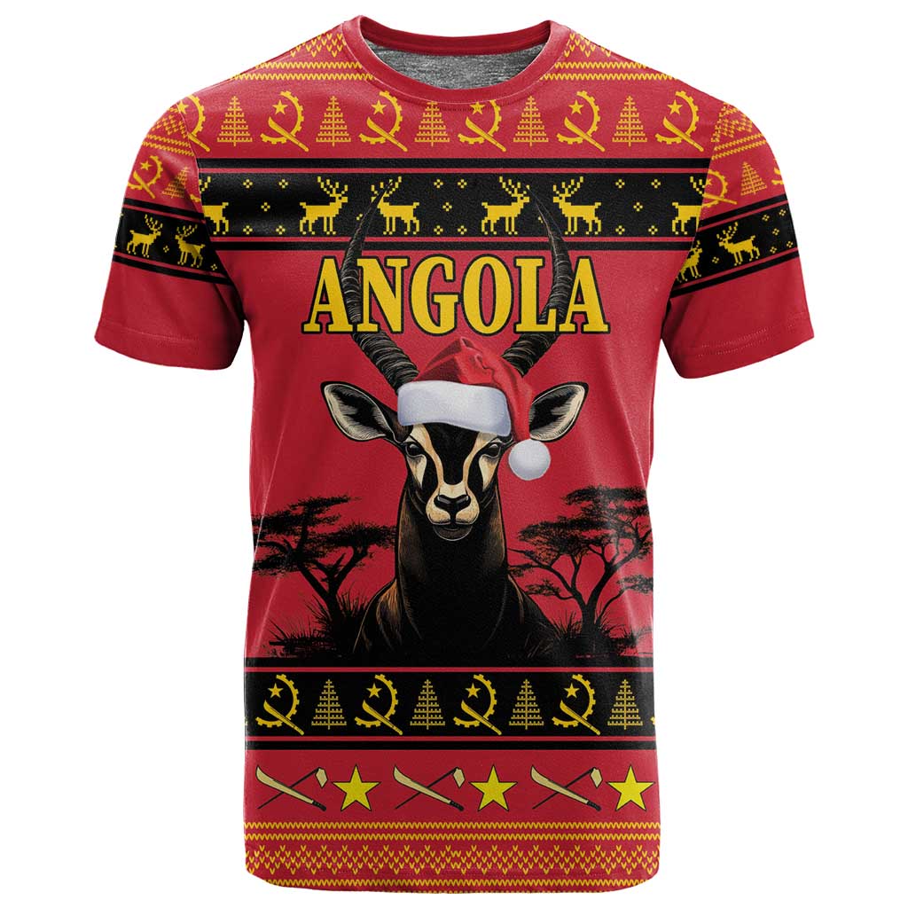 Afro Angola Giant Sable Antelope Christmas T shirt Virtus Unita Fortior Feliz Natal LT18