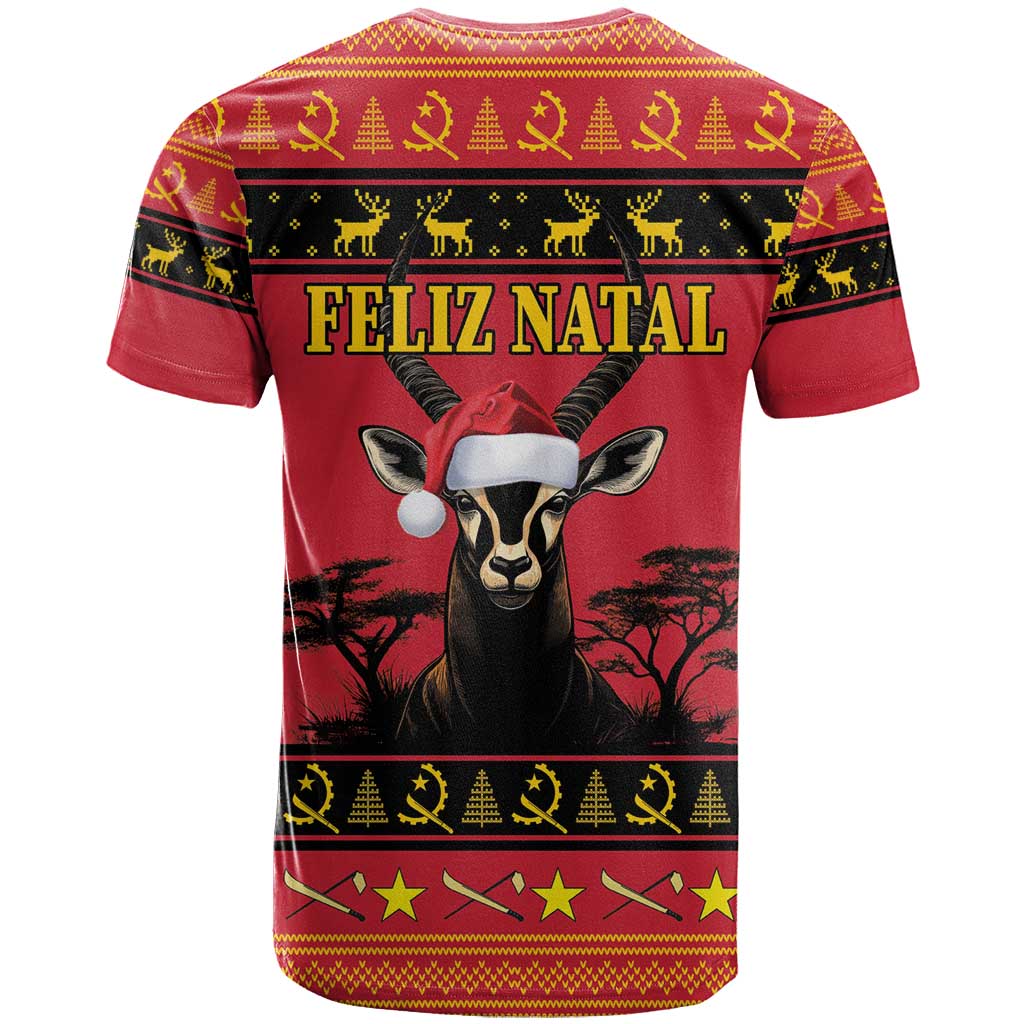Afro Angola Giant Sable Antelope Christmas T shirt Virtus Unita Fortior Feliz Natal LT18