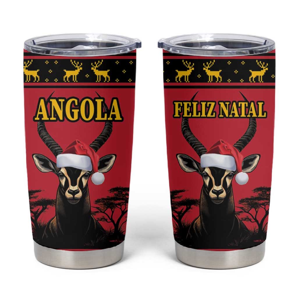 Afro Angola Giant Sable Antelope Christmas Tumbler Cup Virtus Unita Fortior Feliz Natal LT18