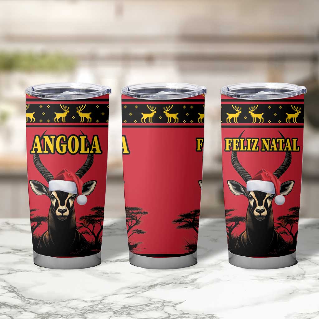 Afro Angola Giant Sable Antelope Christmas Tumbler Cup Virtus Unita Fortior Feliz Natal LT18