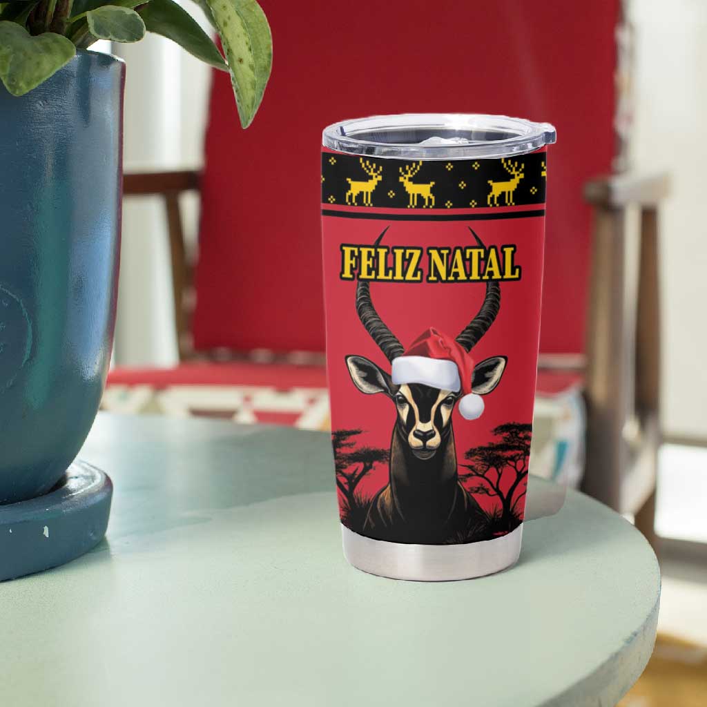 Afro Angola Giant Sable Antelope Christmas Tumbler Cup Virtus Unita Fortior Feliz Natal LT18