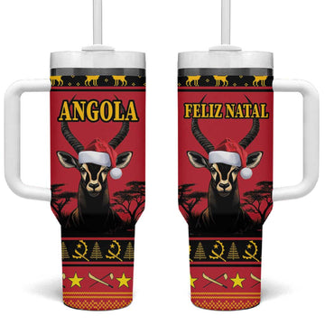 Afro Angola Giant Sable Antelope Christmas Tumbler With Handle Virtus Unita Fortior Feliz Natal LT18