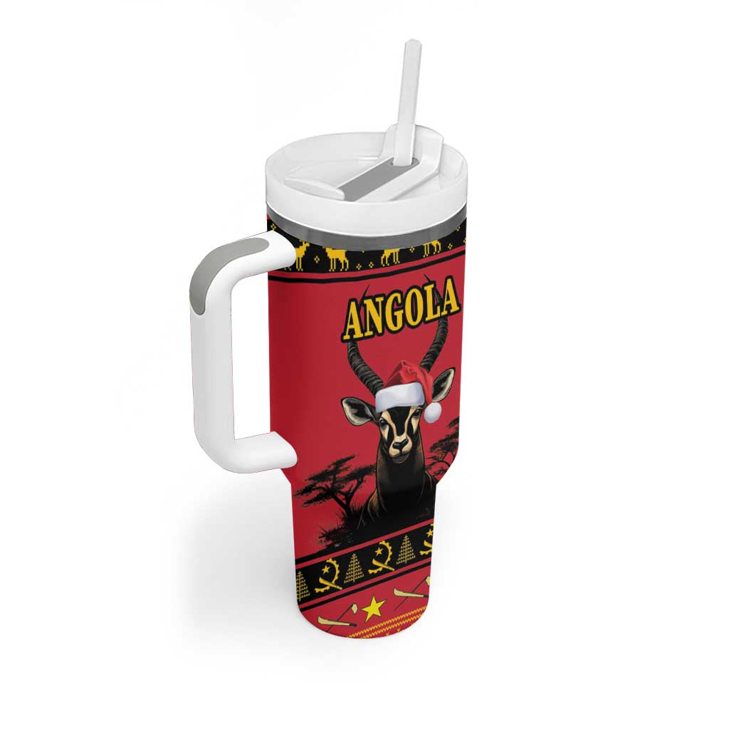 Afro Angola Giant Sable Antelope Christmas Tumbler With Handle Virtus Unita Fortior Feliz Natal LT18