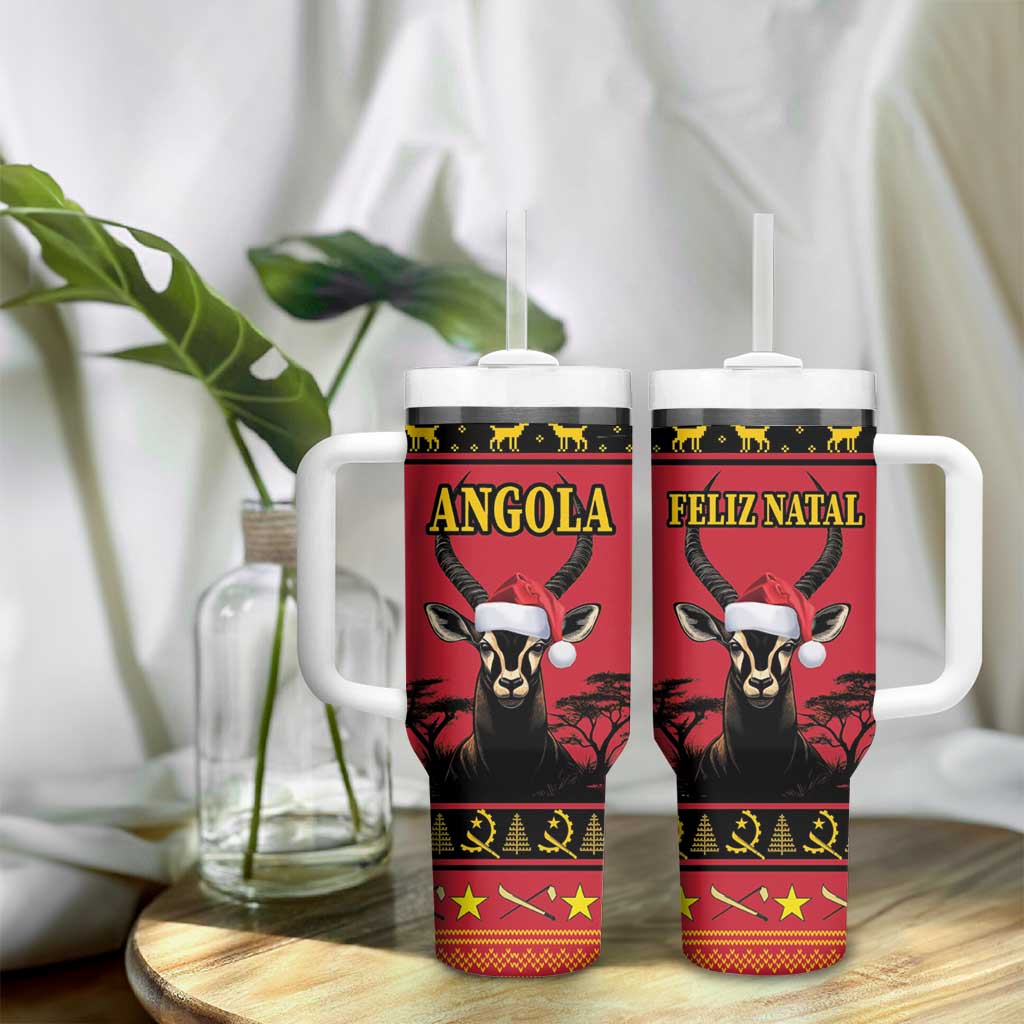 Afro Angola Giant Sable Antelope Christmas Tumbler With Handle Virtus Unita Fortior Feliz Natal LT18
