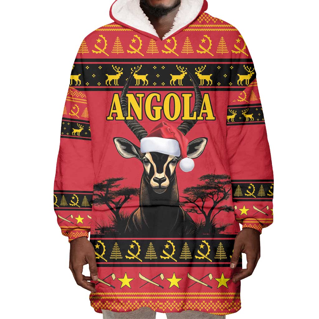 Afro Angola Giant Sable Antelope Christmas Wearable Blanket Hoodie Virtus Unita Fortior Feliz Natal LT18