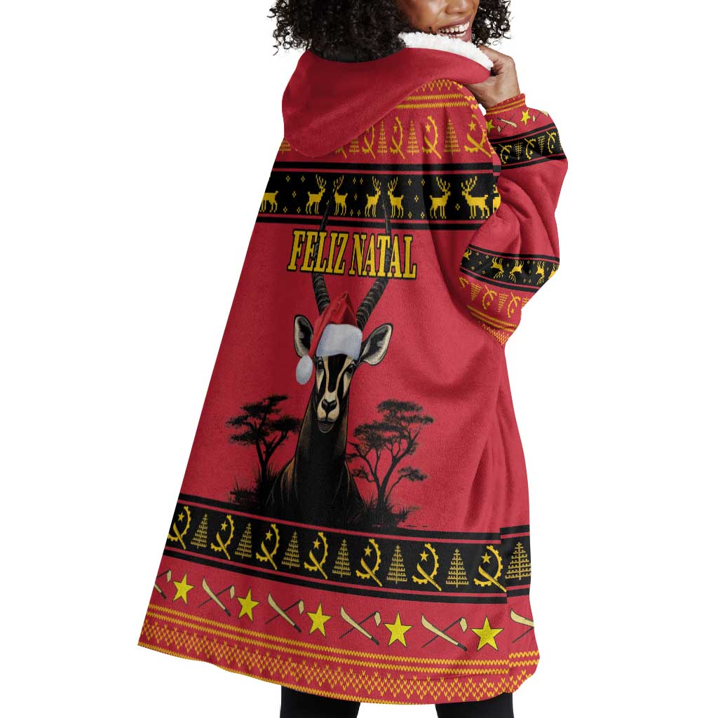 Afro Angola Giant Sable Antelope Christmas Wearable Blanket Hoodie Virtus Unita Fortior Feliz Natal LT18