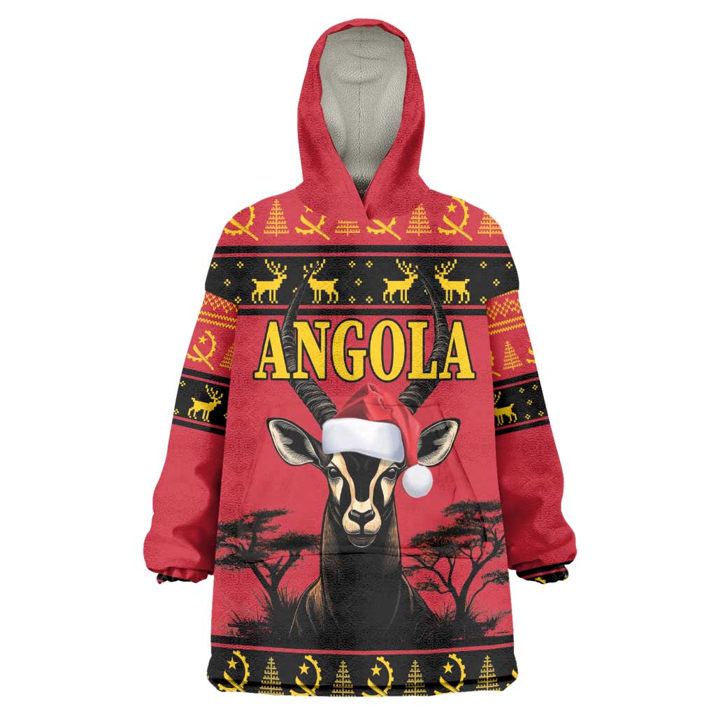 Afro Angola Giant Sable Antelope Christmas Wearable Blanket Hoodie Virtus Unita Fortior Feliz Natal LT18