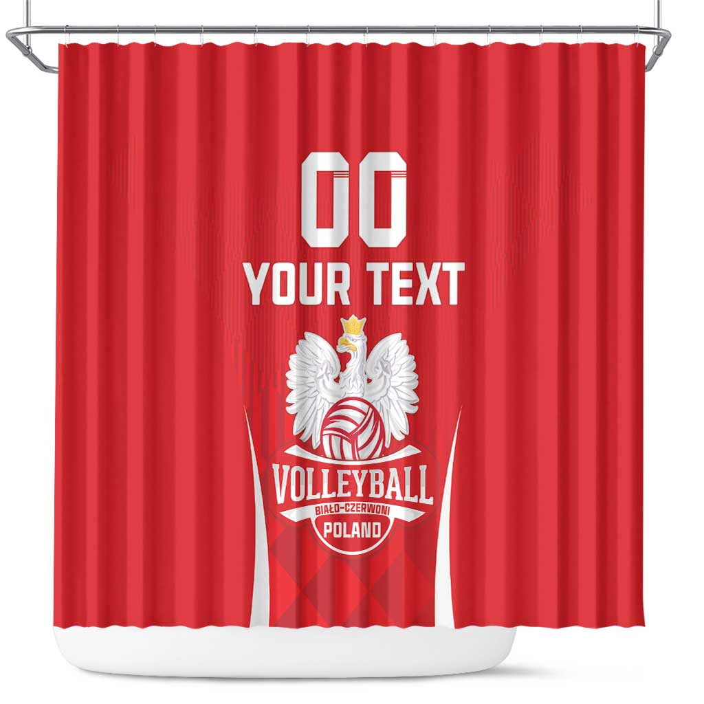 Custom Poland Volleyball Shower Curtain BialoCzerwoni Go Champions LT18