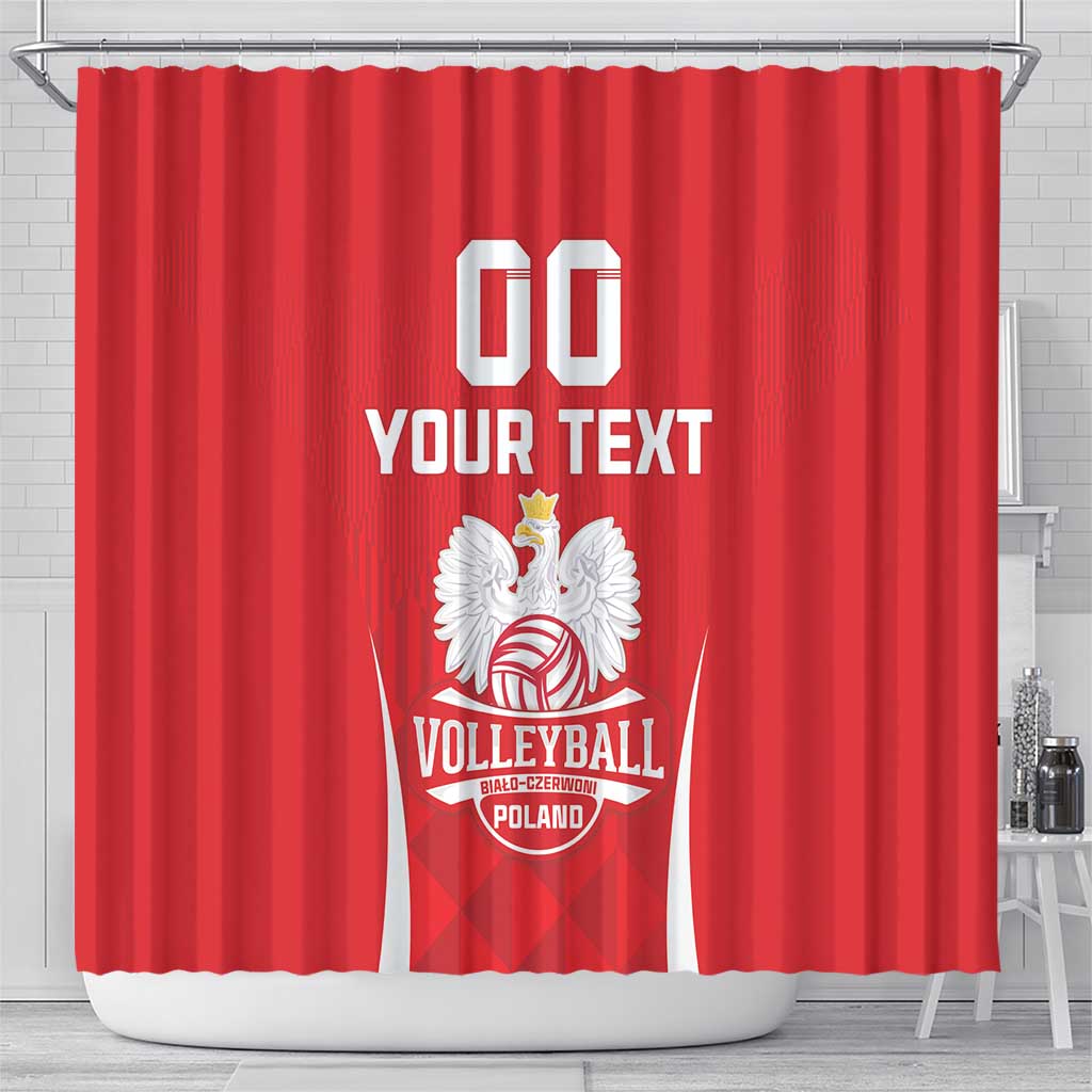 Custom Poland Volleyball Shower Curtain BialoCzerwoni Go Champions LT18