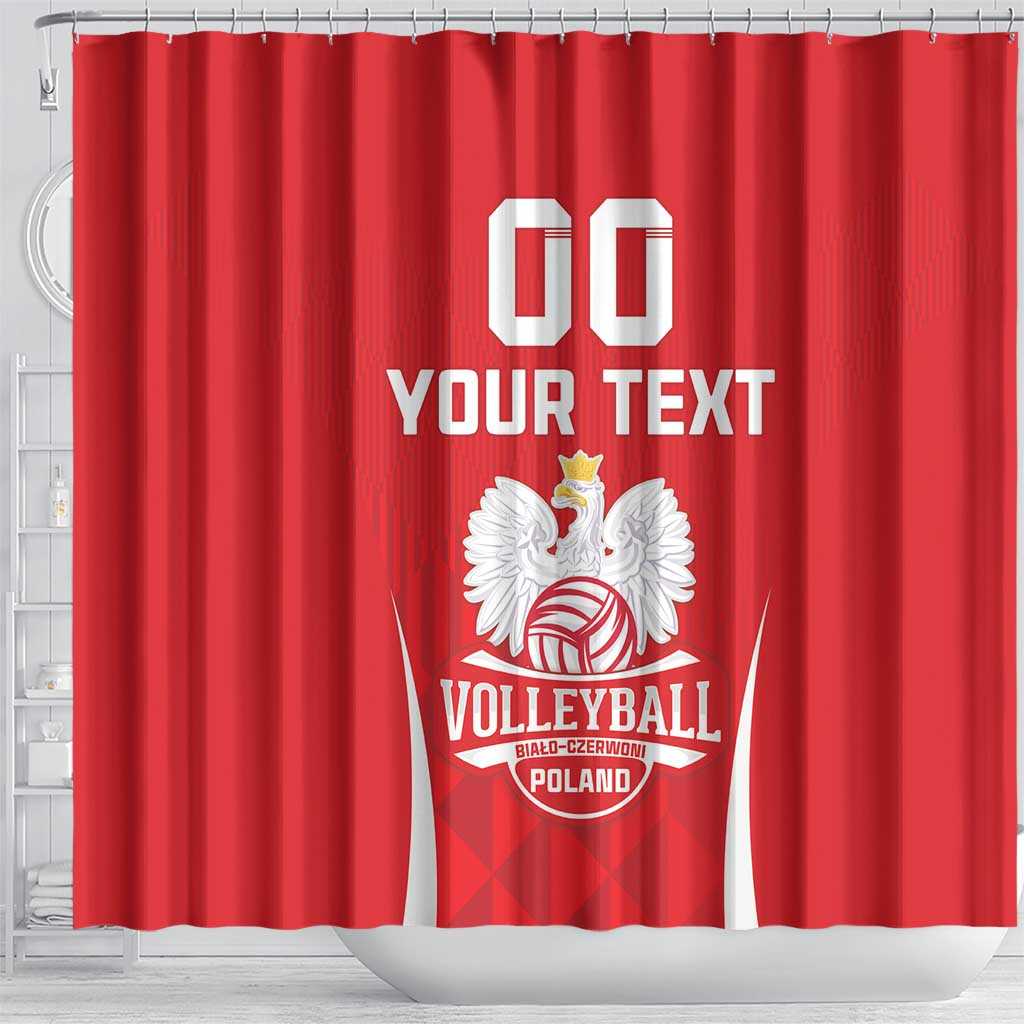 Custom Poland Volleyball Shower Curtain BialoCzerwoni Go Champions LT18